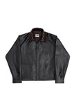 LEATHER JACKET WITH CONTRASTING DORI COLLAR