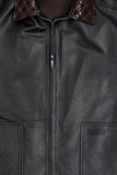 LEATHER JACKET WITH CONTRASTING DORI COLLAR