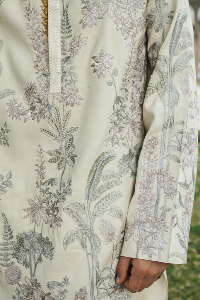 Noor Hand Embroidered Flared Pants With Shirt