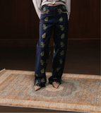 Zeenah Hand Embellished Denim Trousers