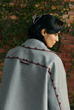 ‘Pamir’ Grey and Burgundy Islampur Shawl Shacket