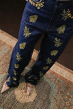 Zeenah Hand Embellished Denim Trousers