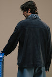 Meeran Hand Embroidered Suede Overshirt
