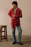 Denim Bandhani and Embroidered Patch Trousers