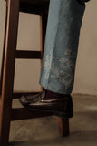 Denim Bandhani and Embroidered Patch Trousers