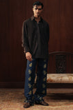 Zeenah Hand Embellished Denim Trousers