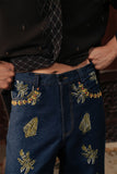 Zeenah Hand Embellished Denim Trousers