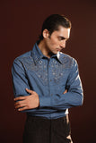 Dhun Denim Embroidered Shirt (Men)