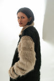 ‘TIMUR' FAUX FUR VARSITY JACKET (F)