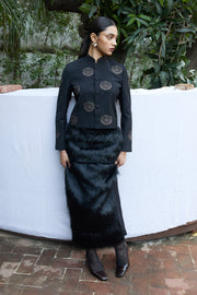 ‘SAAZ' FAUX FUR PENCIL SKIRT